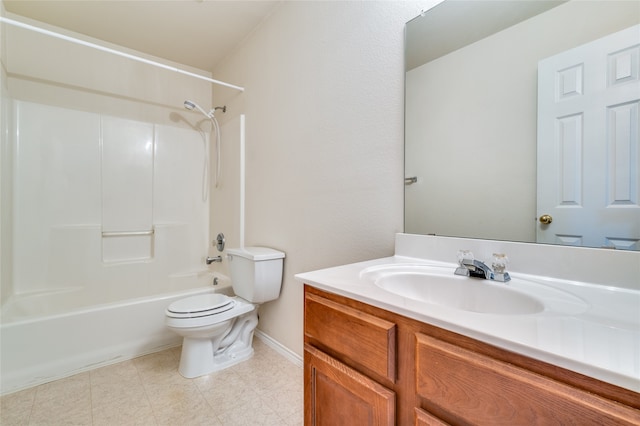 full bathroom featuring vanity, toilet, and shower / bathtub combination