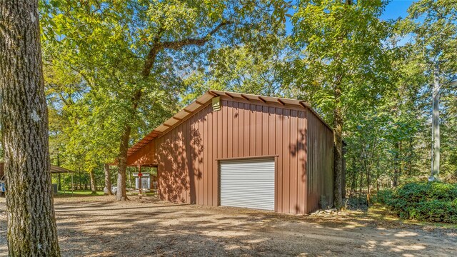 garage with wooden walls