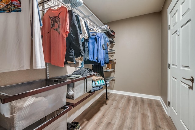 spacious closet featuring light wood-type flooring