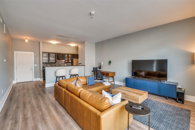 living room with light hardwood / wood-style floors