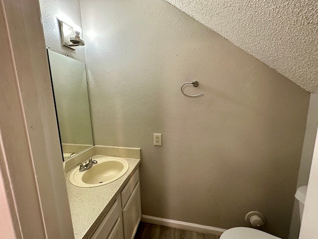 bathroom featuring vanity, hardwood / wood-style floors, and toilet