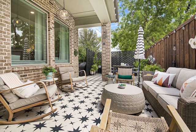 view of patio / terrace with an outdoor living space