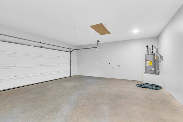 garage featuring water heater