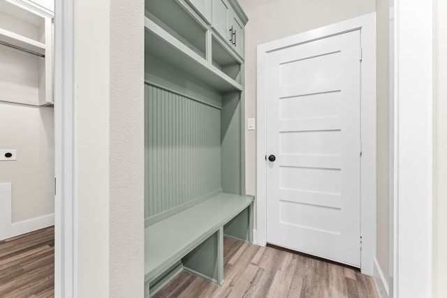 mudroom featuring wood-type flooring