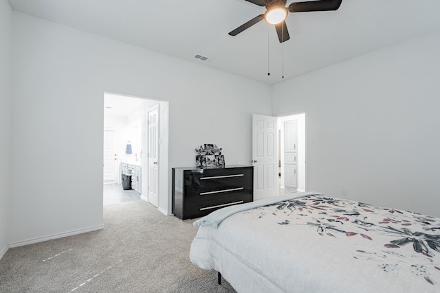 bedroom with carpet and ceiling fan