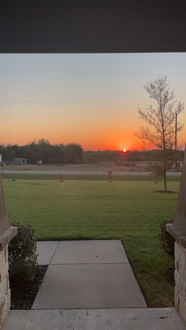 view of yard at dusk