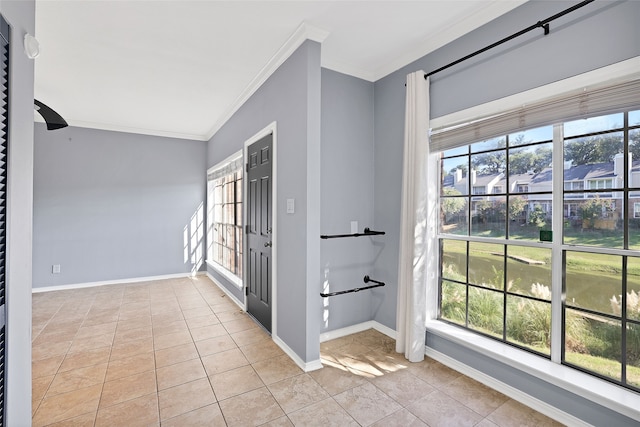 interior space with ornamental molding