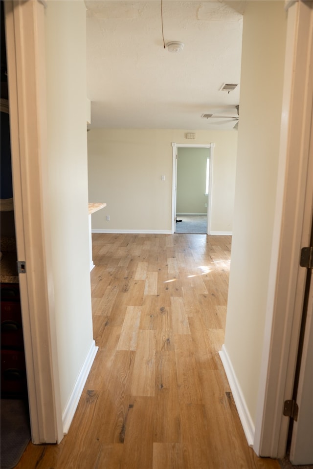 hall featuring light hardwood / wood-style flooring