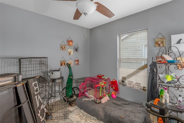 playroom with ceiling fan