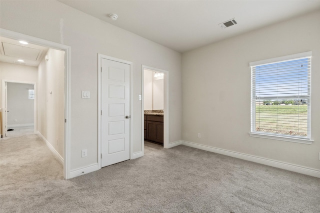 3705 Birch Wood Ct, Northlake, TX 76226 - unfurnished bedroom featuring baseboards, light carpet, attic access, and visible vents