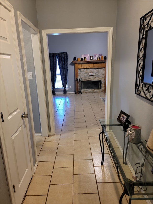 hallway with light tile patterned floors