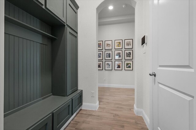 mudroom with light wood-type flooring