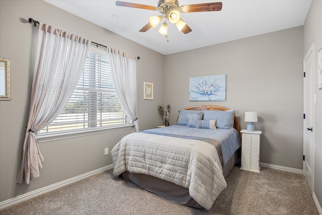 bedroom with carpet flooring and ceiling fan