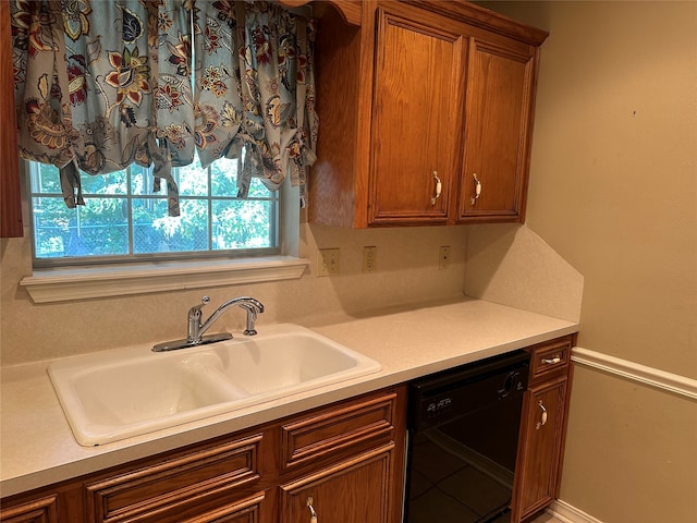 kitchen with black dishwasher and sink