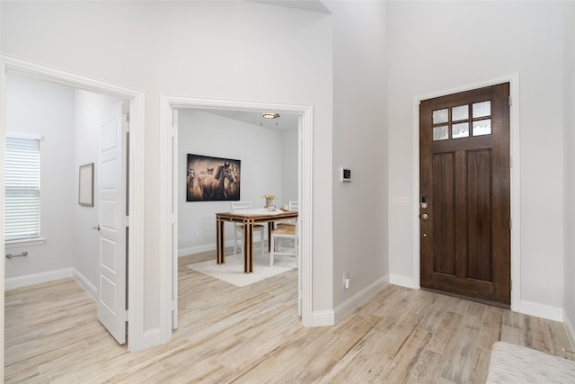 foyer featuring light wood-type flooring and a wealth of natural light