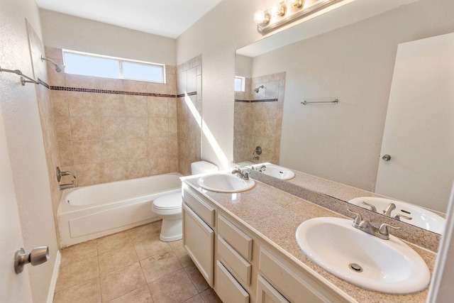 full bathroom with toilet, bathing tub / shower combination, and a sink