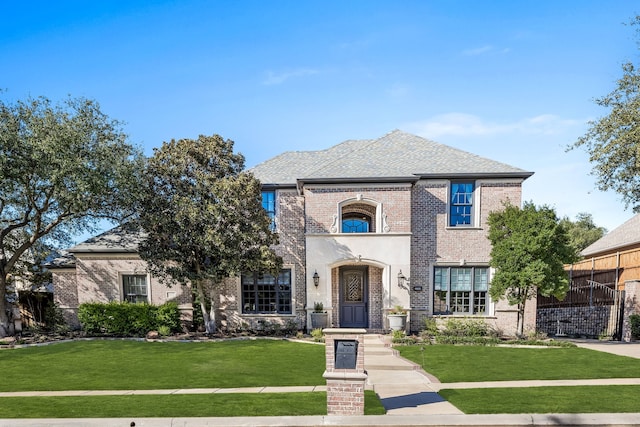 view of front of home featuring a front lawn