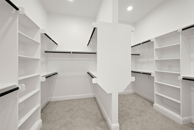 spacious closet with light carpet