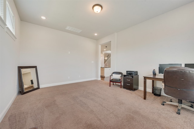 view of carpeted office