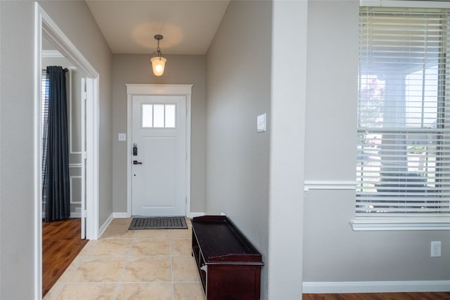 foyer entrance featuring light hardwood / wood-style floors