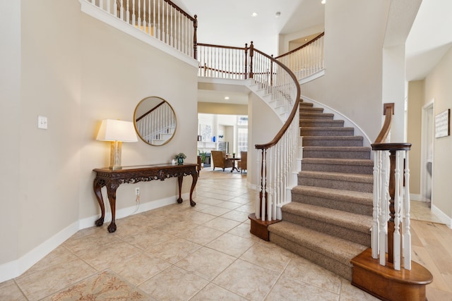 entrance foyer with light tile patterned flooring