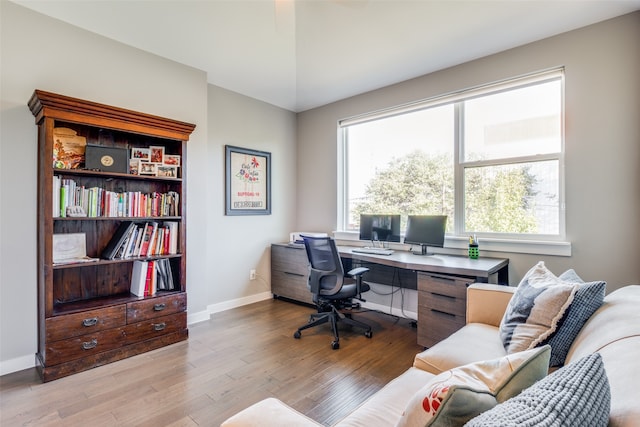 office space featuring light hardwood / wood-style flooring