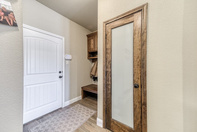 mudroom featuring light hardwood / wood-style flooring