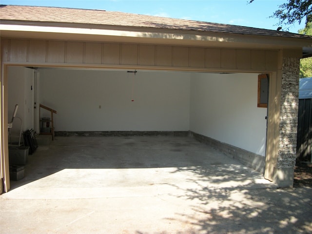 garage with electric panel