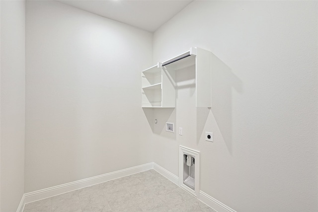 laundry room featuring gas dryer hookup, hookup for a washing machine, and hookup for an electric dryer