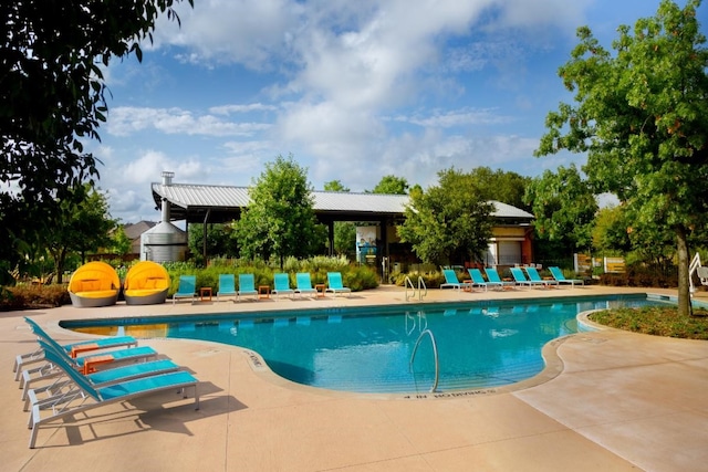 view of pool featuring a patio area