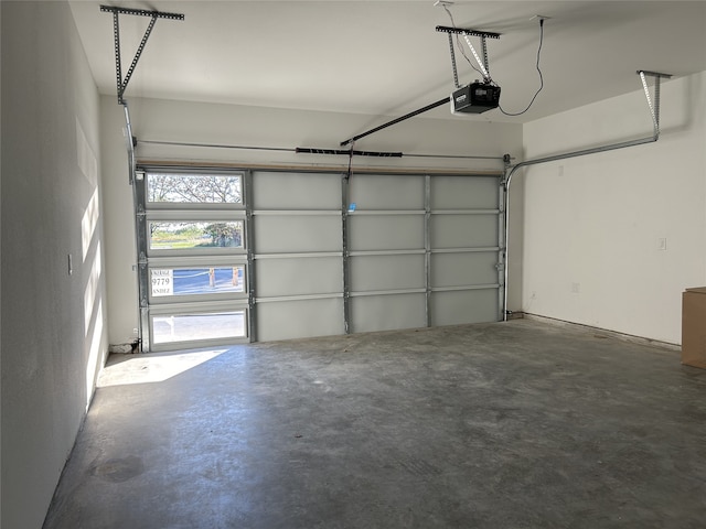 garage with a garage door opener