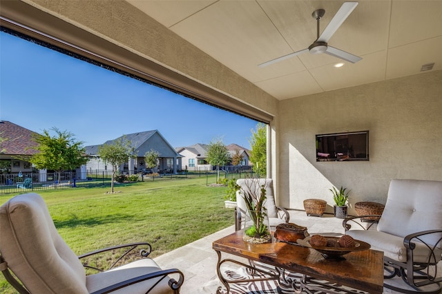 view of patio / terrace with ceiling fan