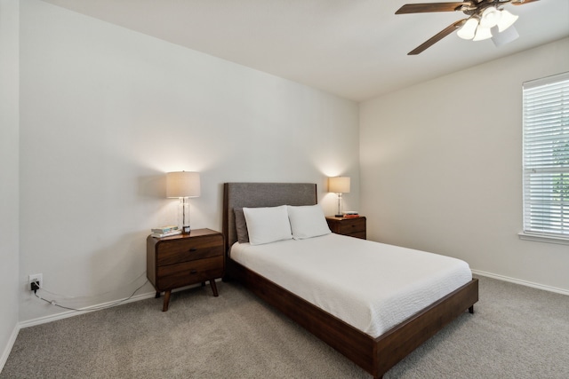 bedroom featuring carpet and ceiling fan