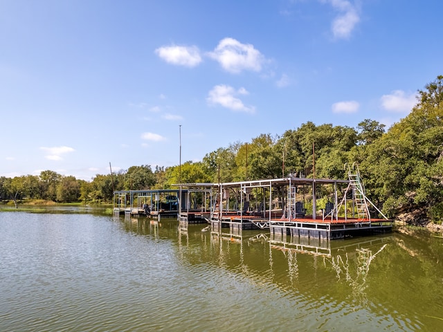 dock area featuring a water view