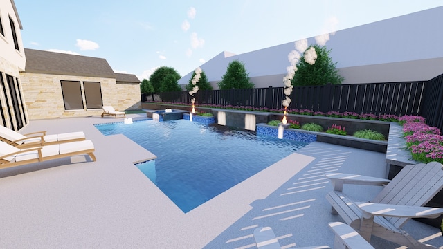 view of swimming pool with a patio