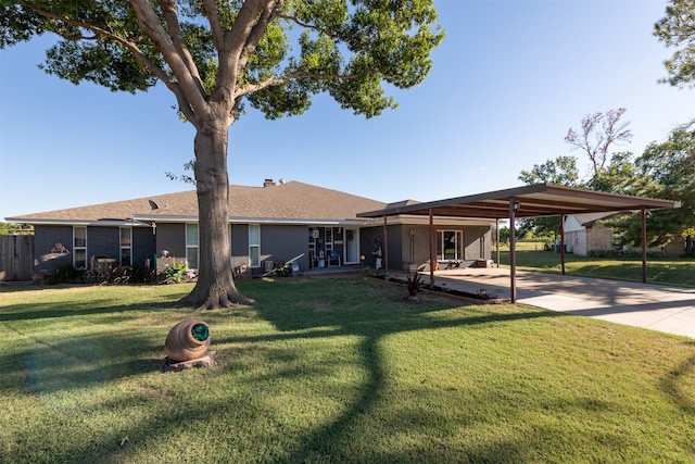 view of front of home with a front yard