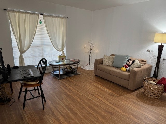 living room with wood-type flooring