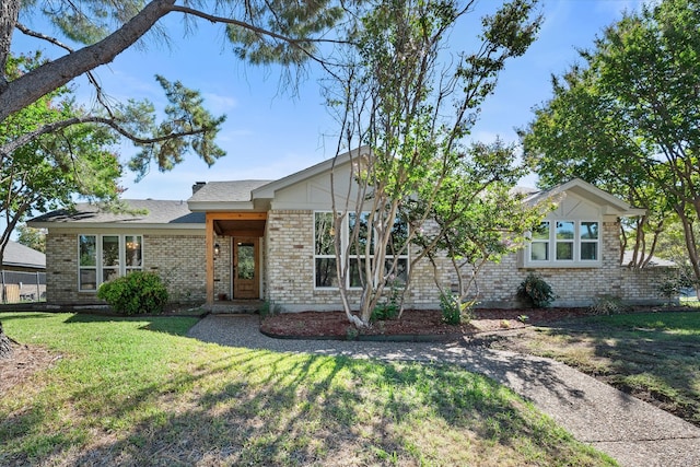 ranch-style home featuring a front lawn