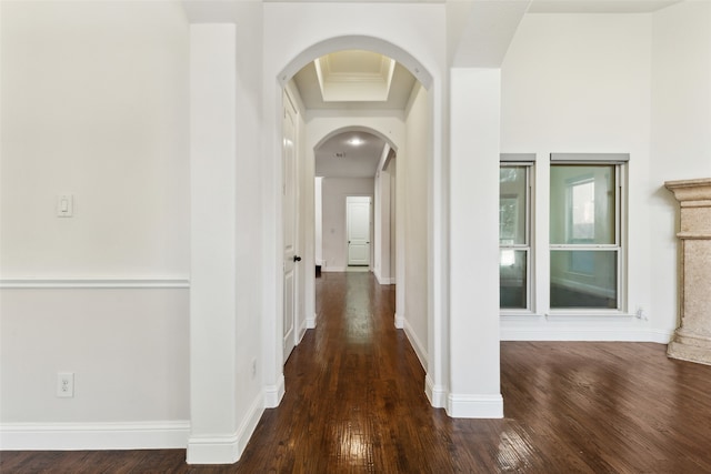 hallway featuring dark hardwood / wood-style floors