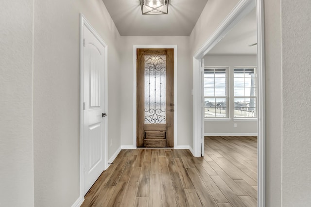 entryway with light hardwood / wood-style floors