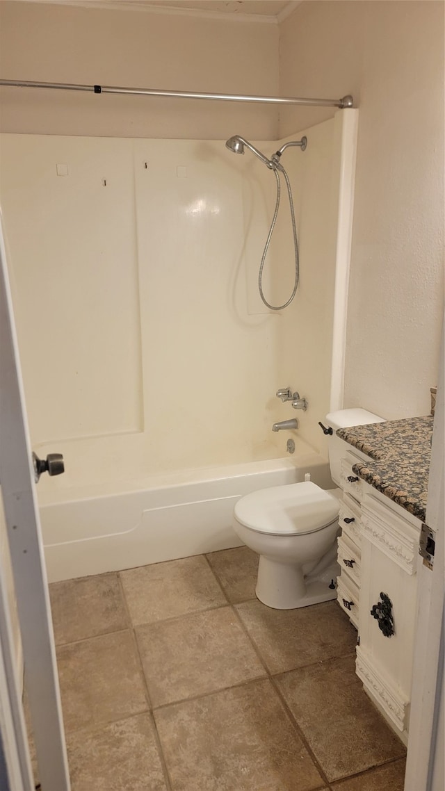 full bathroom with tile patterned flooring, vanity, toilet, and bathtub / shower combination