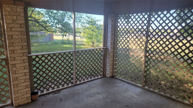 view of unfurnished sunroom