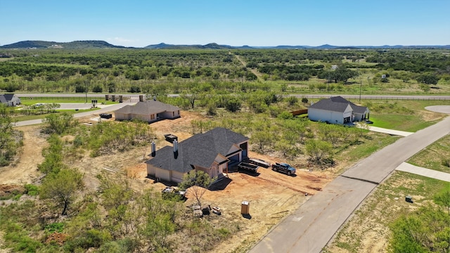 drone / aerial view with a mountain view