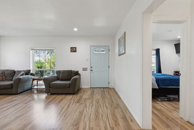 living room featuring light wood-type flooring