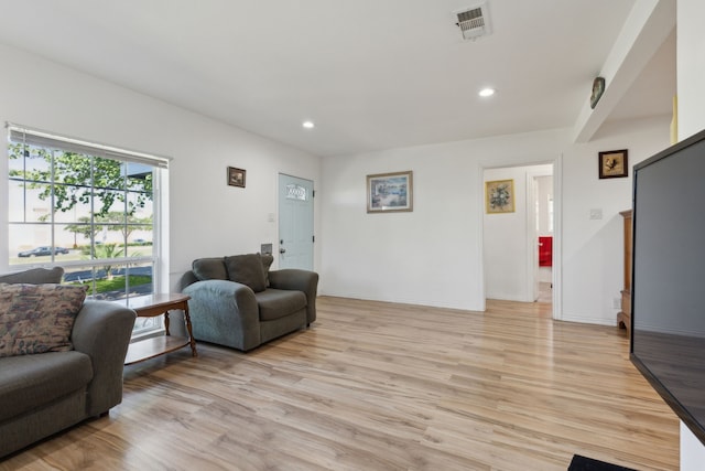 living room featuring light wood-type flooring