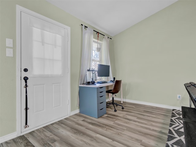 office area featuring light hardwood / wood-style floors