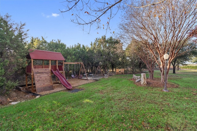 view of yard with a playground