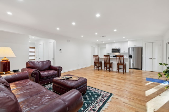 living room with light wood-type flooring