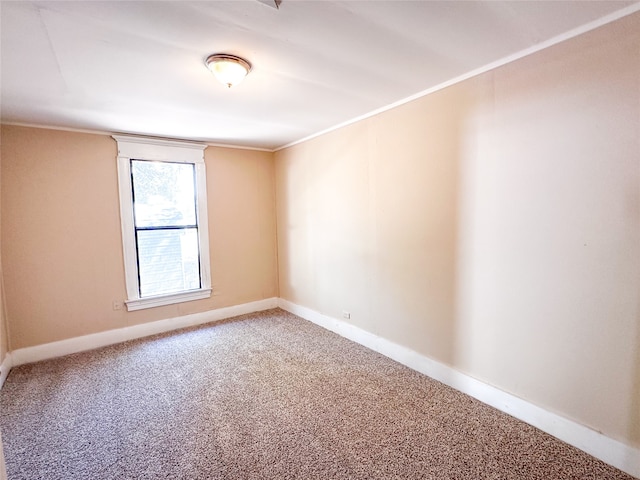 carpeted empty room with ornamental molding