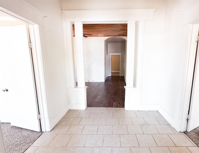 corridor featuring light wood-type flooring